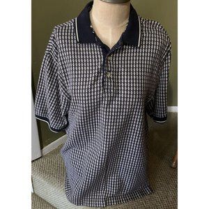 Vintage‎ Dockers Golf Men's L Golfer Khakiware Polo Shirt 100% Cotton Navy Print